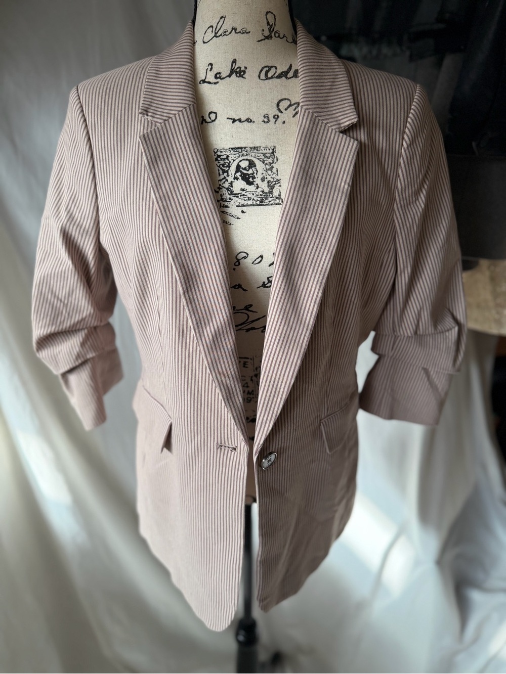 DKNY Pinstripe Single-Button Blazer